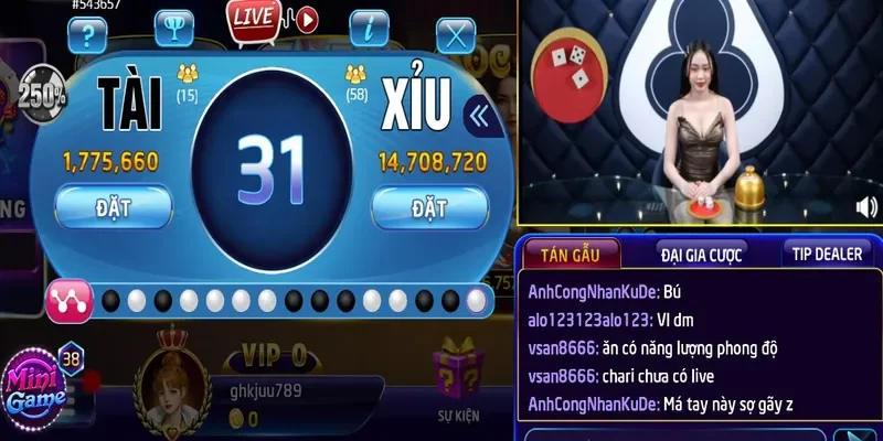 Cửa tài xỉu, cửa chẵn lẻ, cửa tổng, cửa bộ 3 là các lựa chọn cược trong game